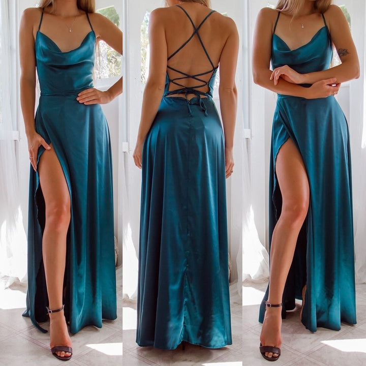 Black Maxi Dress for Women with Leg Slit - Elegant Long Dress for Every Occasion