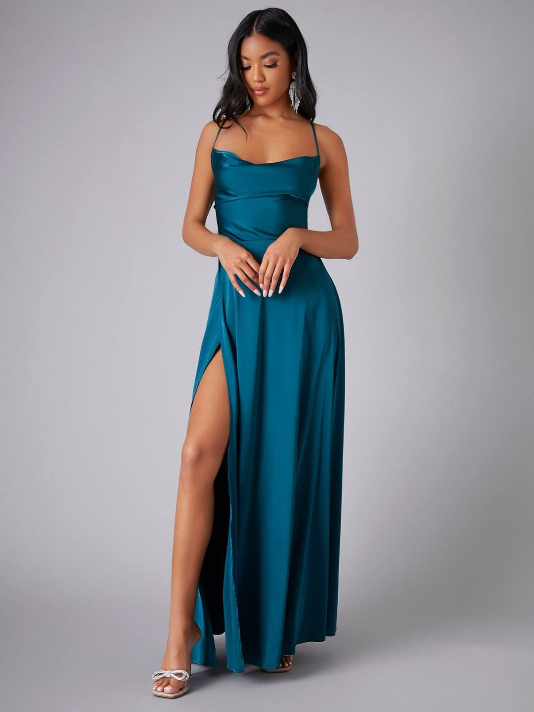 Black Maxi Dress for Women with Leg Slit - Elegant Long Dress for Every Occasion