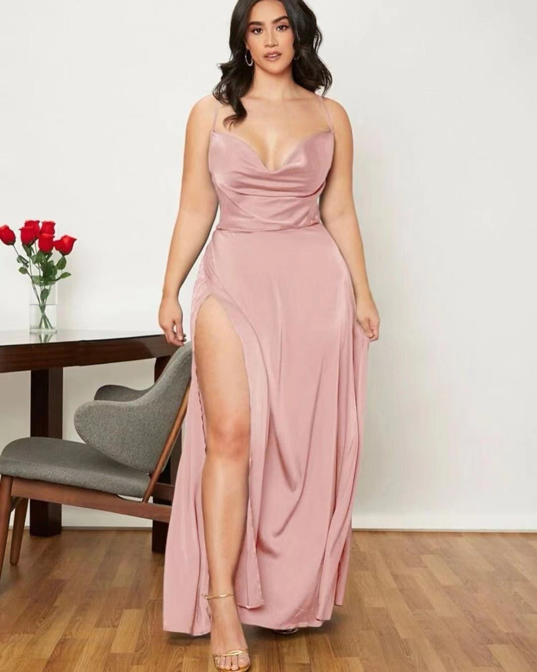 Black Maxi Dress for Women with Leg Slit - Elegant Long Dress for Every Occasion