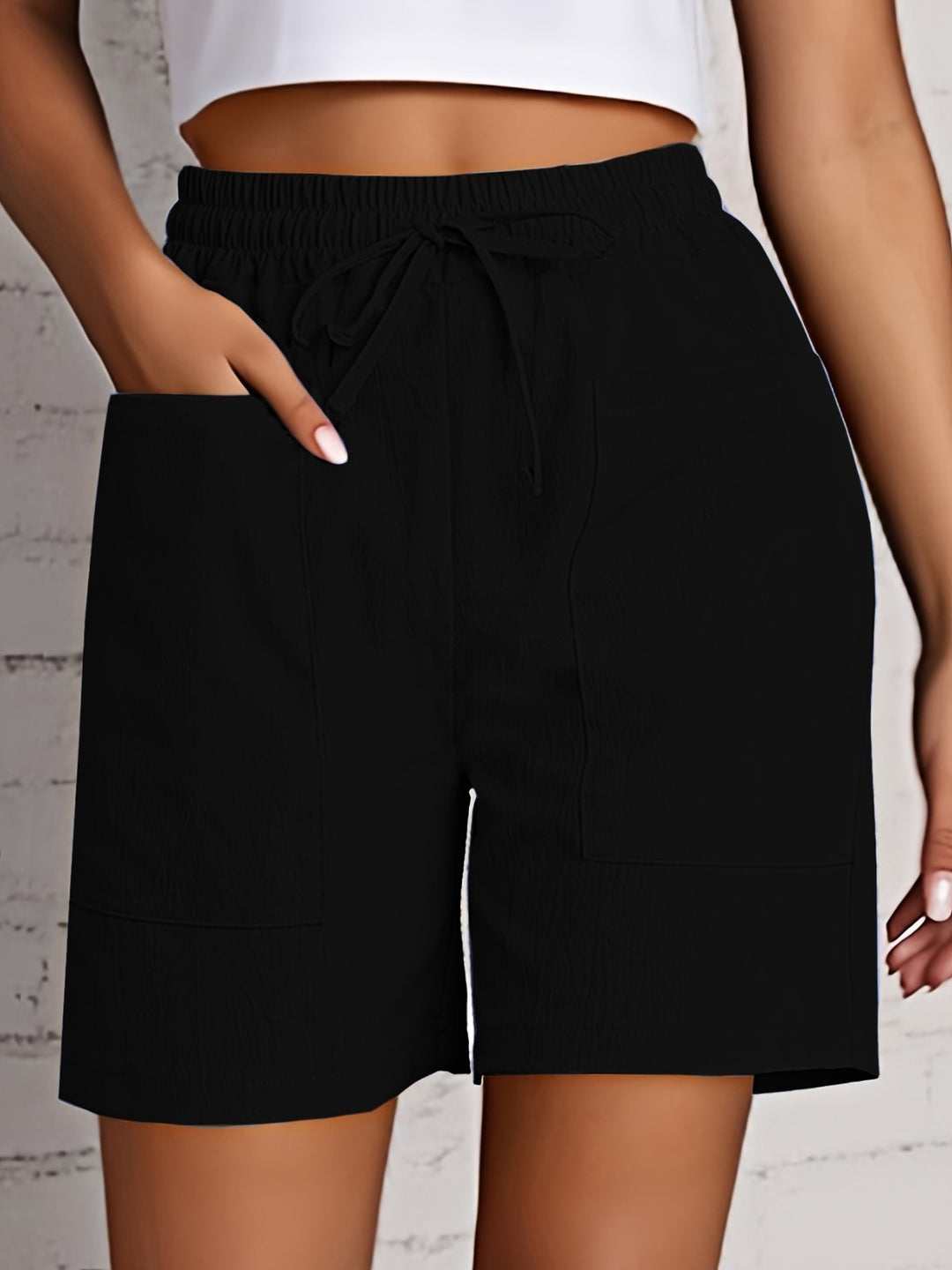 Ruffled Drawstring Hem Women's Shorts - Casual Summer Style for Effortless Chic Look