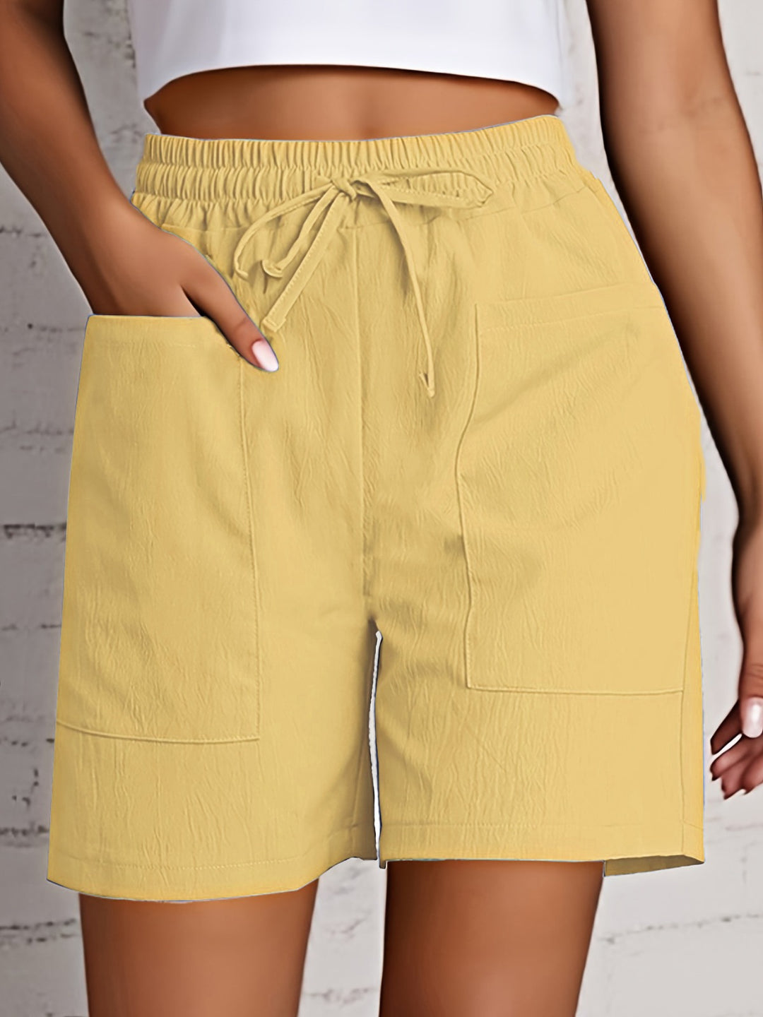Ruffled Drawstring Hem Women's Shorts - Casual Summer Style for Effortless Chic Look