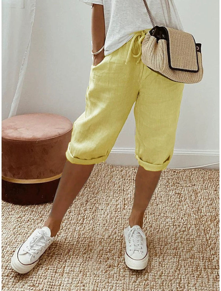 Women’s Relaxed Fit Capri Pants for Effortless Summer Style - Lightweight, Adjustable Waist, Cropped Length