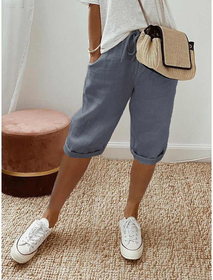 Women’s Relaxed Fit Capri Pants for Effortless Summer Style - Lightweight, Adjustable Waist, Cropped Length