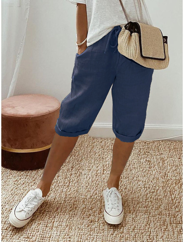 Women’s Relaxed Fit Capri Pants for Effortless Summer Style - Lightweight, Adjustable Waist, Cropped Length