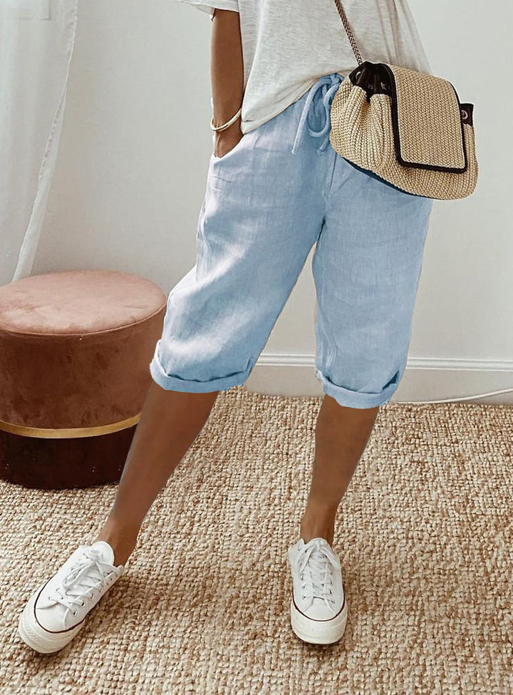 Women’s Relaxed Fit Capri Pants for Effortless Summer Style - Lightweight, Adjustable Waist, Cropped Length