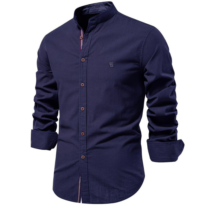 Men's Minimal Tailored Fit Stand Collar Short Sleeve Shirt