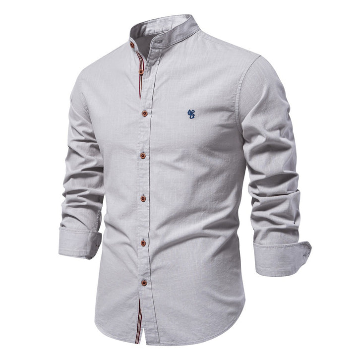 Men's Minimal Tailored Fit Stand Collar Short Sleeve Shirt