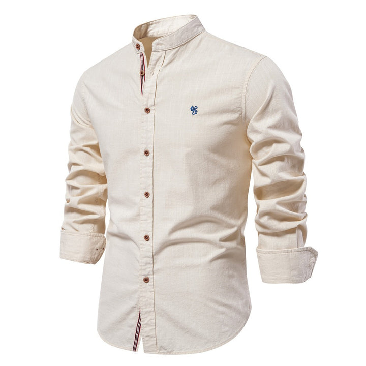 Men's Minimal Tailored Fit Stand Collar Short Sleeve Shirt