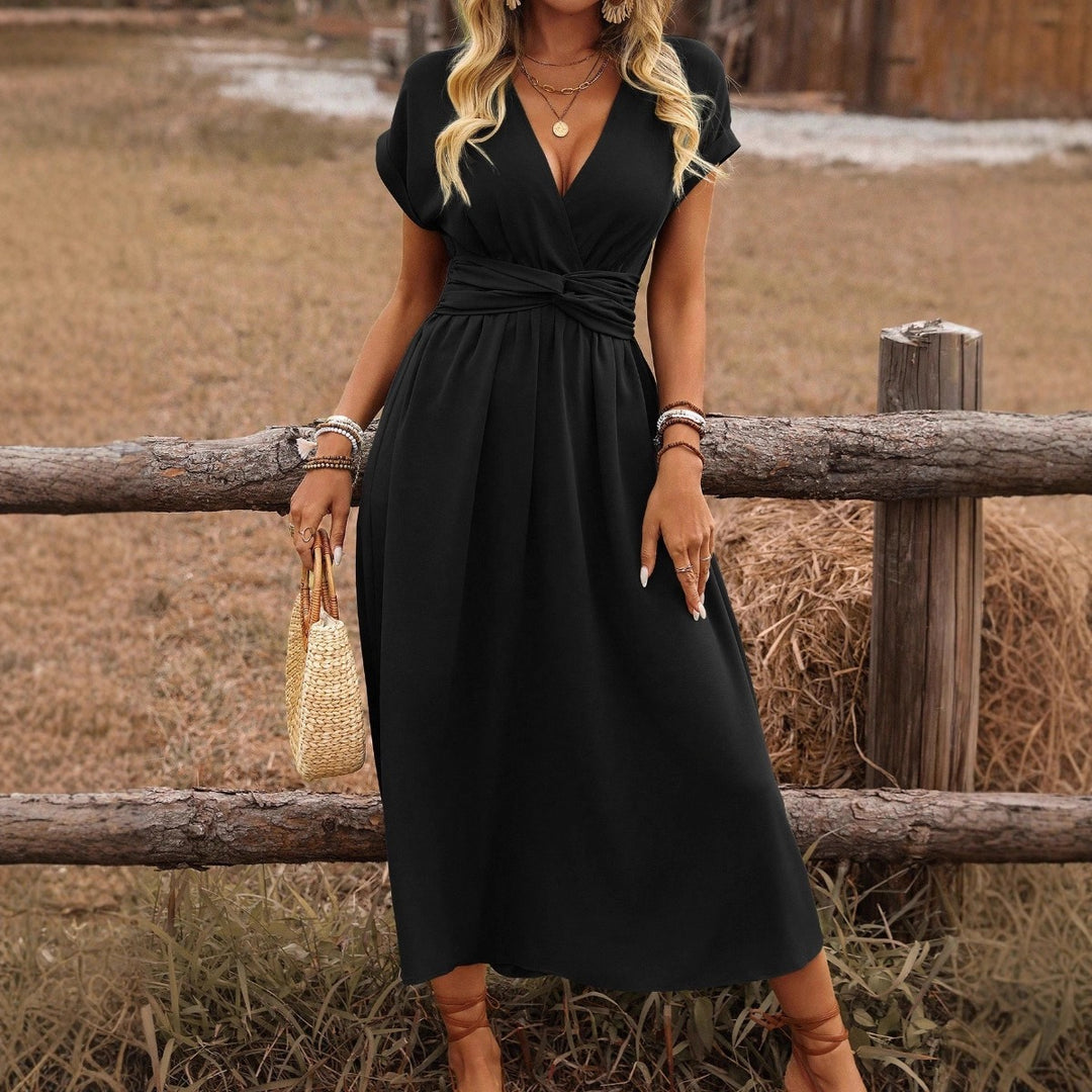 Heather | Robe bohème longue avec col en V