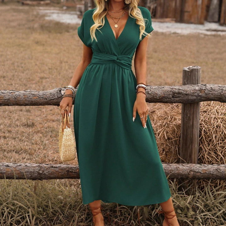 Heather | Robe bohème longue avec col en V