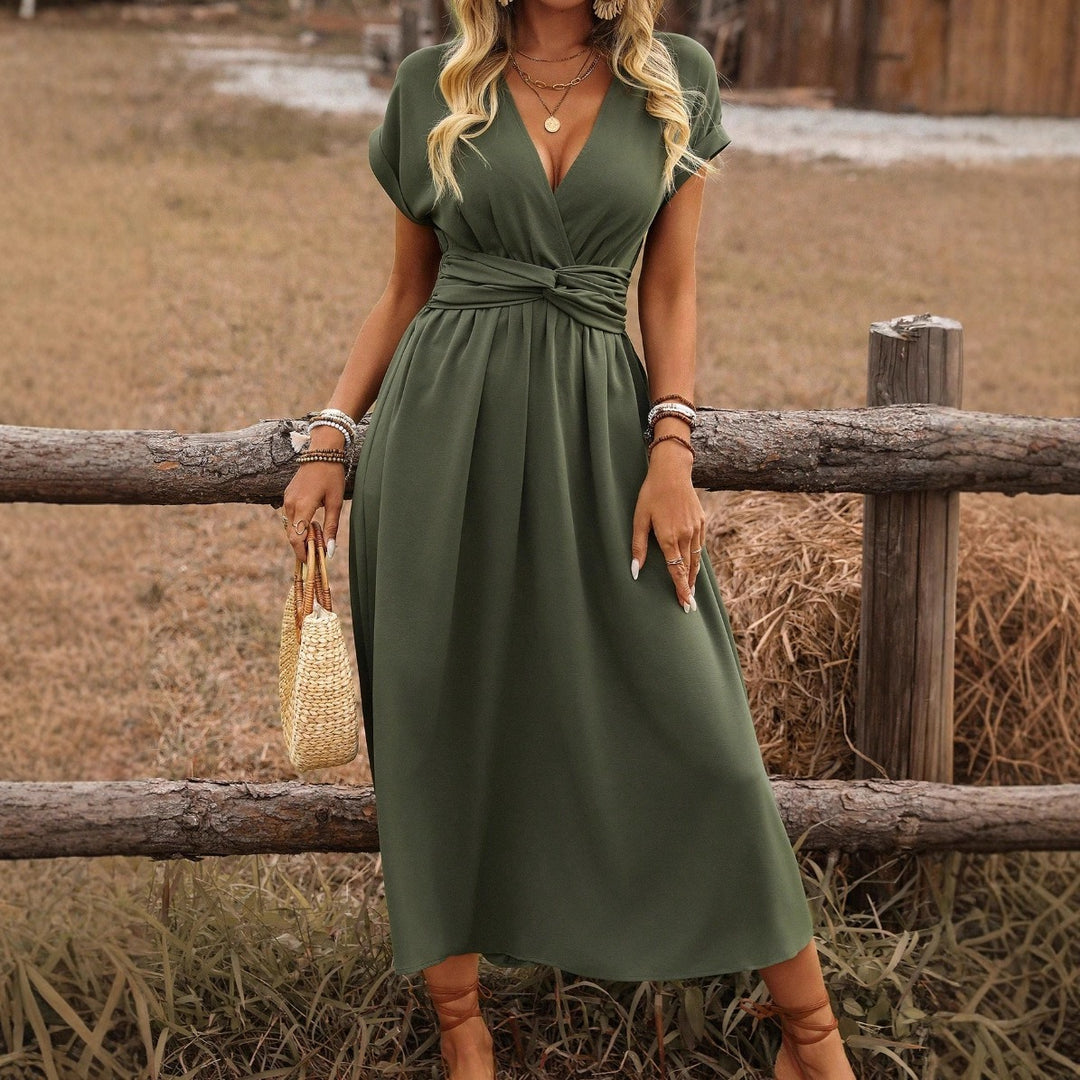 Heather | Robe bohème longue avec col en V