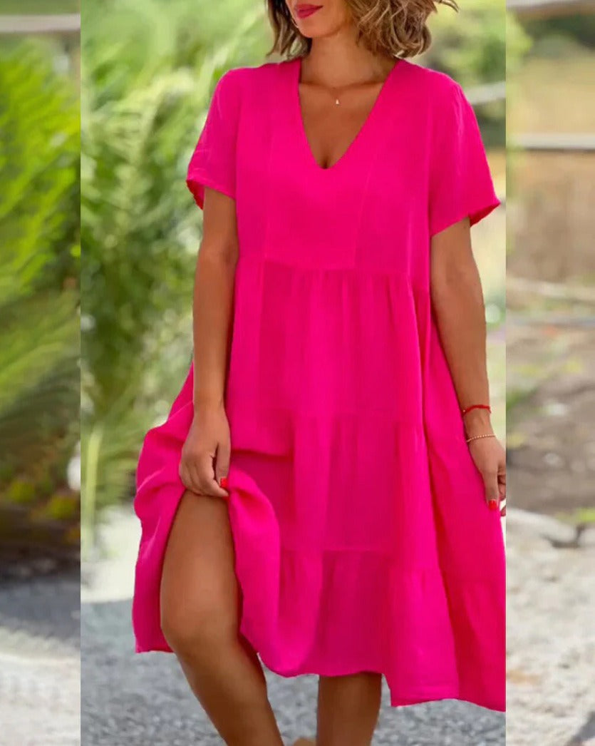 Dyta | Dress with Ruched Sleeves and Ruffles