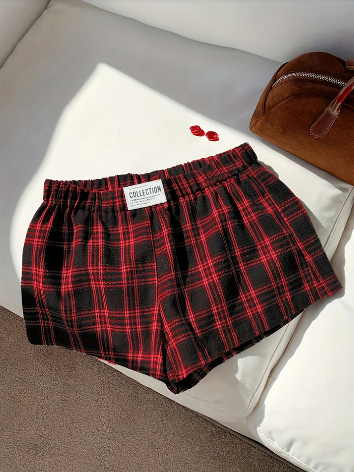 Shorts décontractés à taille élastique à carreaux pour femmes pour l'été - mode estivale élégante et confortable