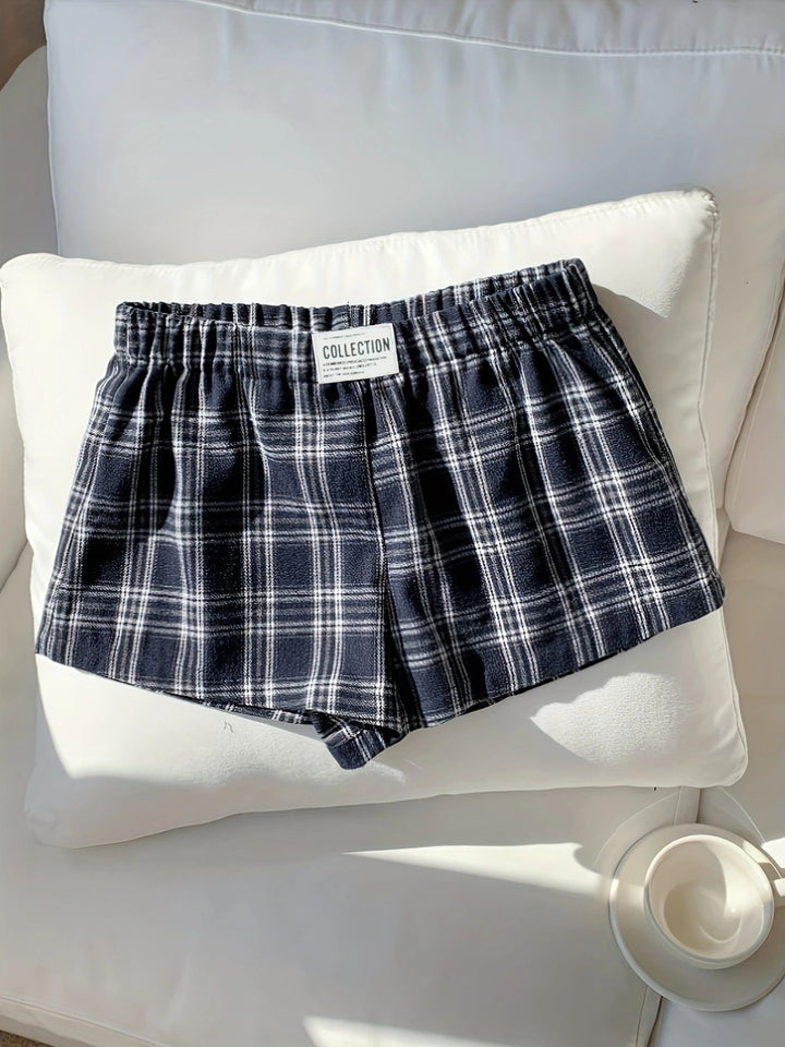 Shorts décontractés à taille élastique à carreaux pour femmes pour l'été - mode estivale élégante et confortable
