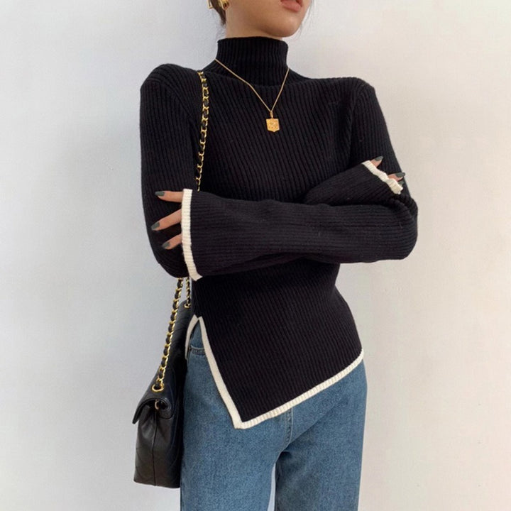 Turtleneck Drape Large Profile Sweater - Stripe Edition