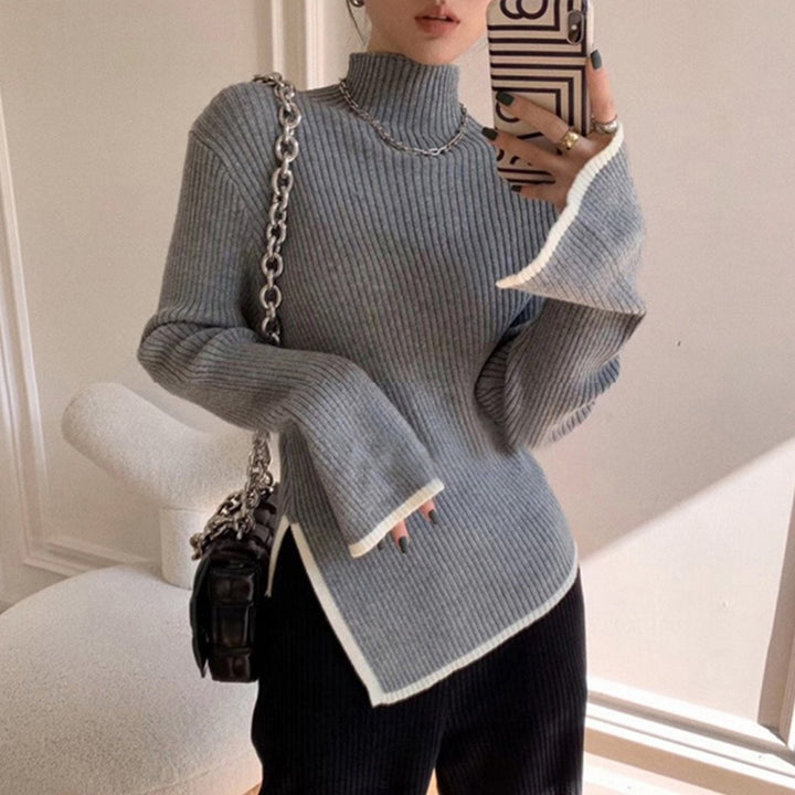 Turtleneck Drape Large Profile Sweater - Stripe Edition