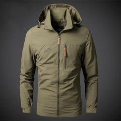 Men's waterproof sports jacket with a hood and zipper