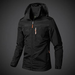 Men's waterproof sports jacket with a hood and zipper