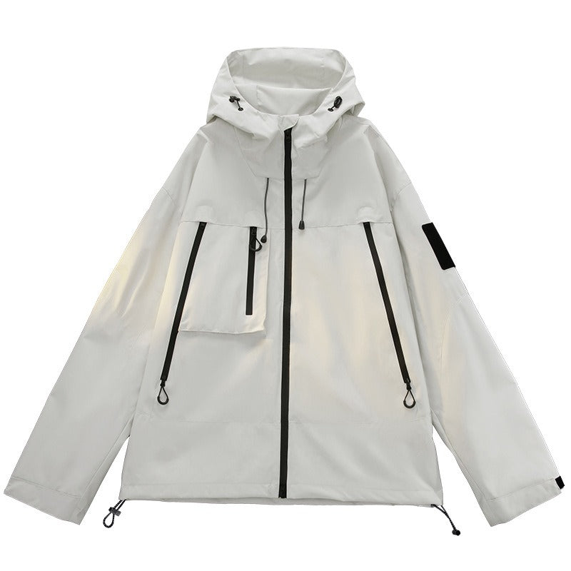 Men's winter sports raincoat with hood