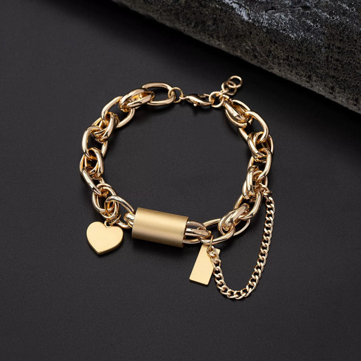 Bracelet Femme Massive en Or avec Fermoir Réglable - Design Élégant pour Tous les Jours et le Soir