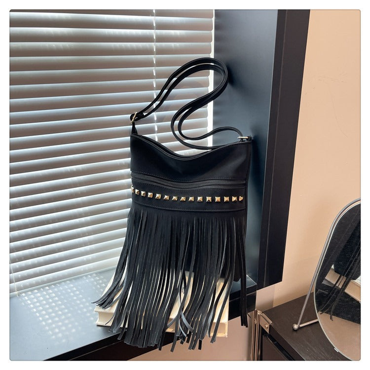Sac à bandoulière vintage à franges pour femmes style bohème rétro