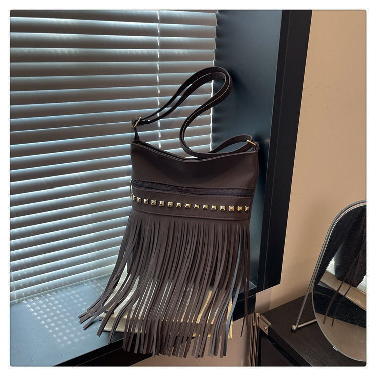 Sac à bandoulière vintage à franges pour femmes style bohème rétro