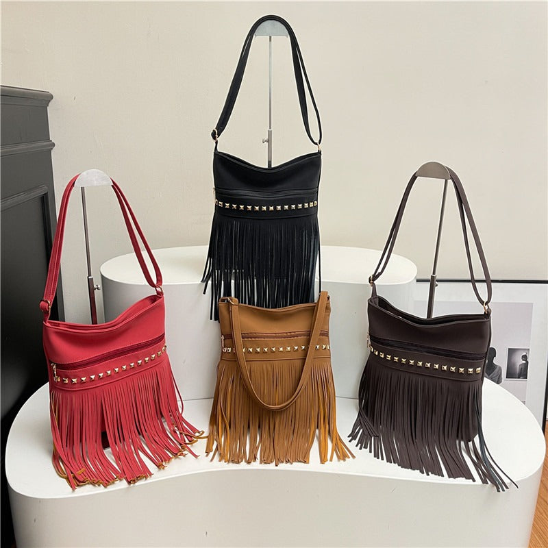 Sac à bandoulière vintage à franges pour femmes style bohème rétro