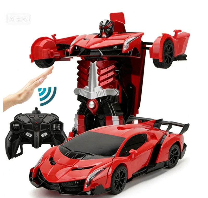 2-in-1 RC Transforming Robot Car – Remote Control Vehicle with LED Lights, Music, and One-Button Transformation
