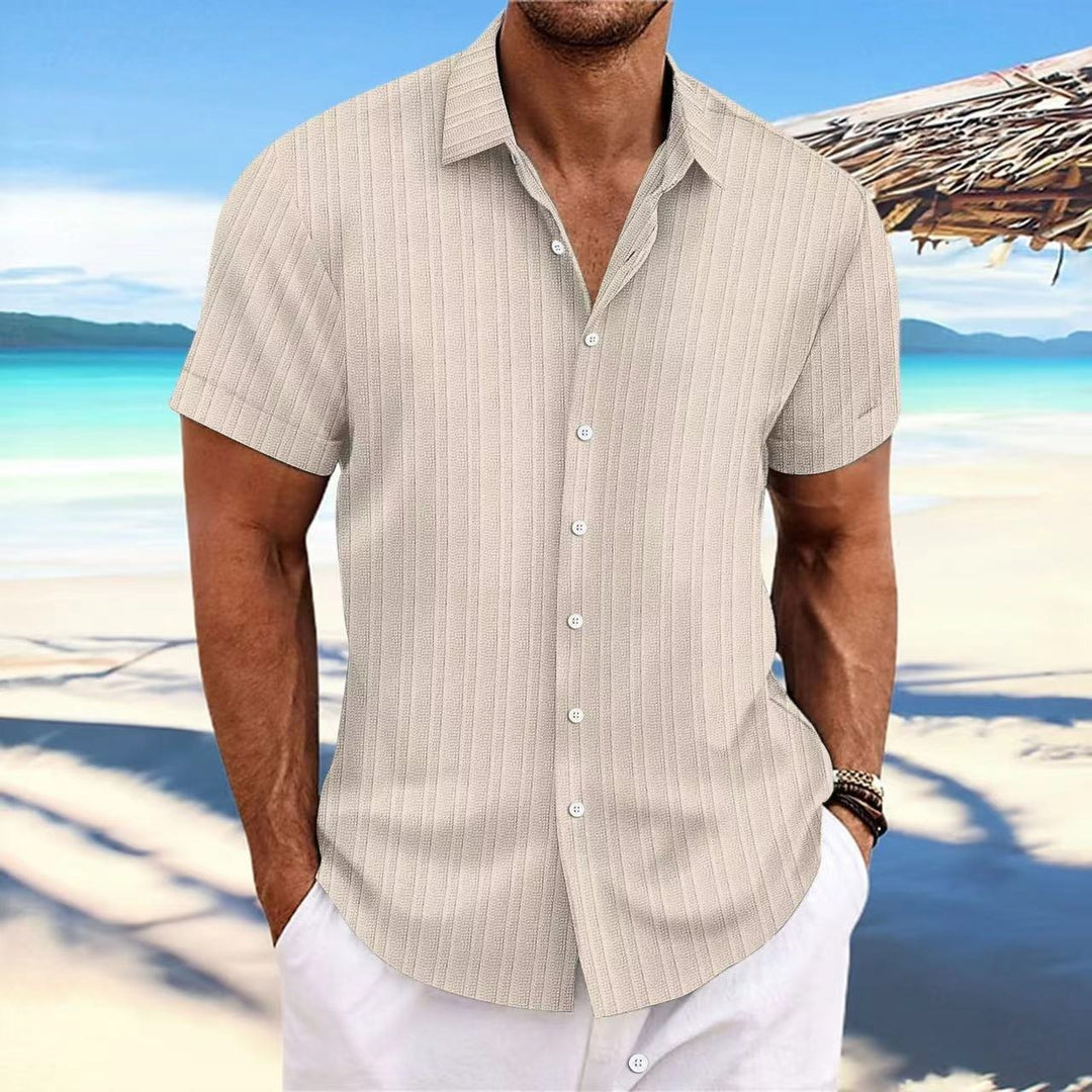 Chemise pour homme - Manches courtes respirantes pour un confort stylé - Design polyvalent pour tenue décontractée ou professionnelle