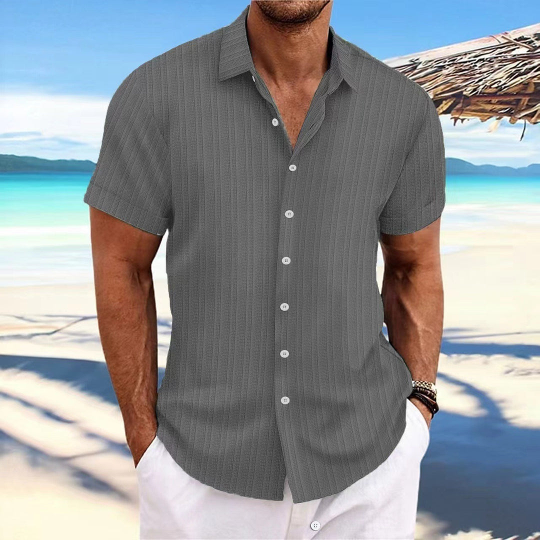 Chemise pour homme - Manches courtes respirantes pour un confort stylé - Design polyvalent pour tenue décontractée ou professionnelle