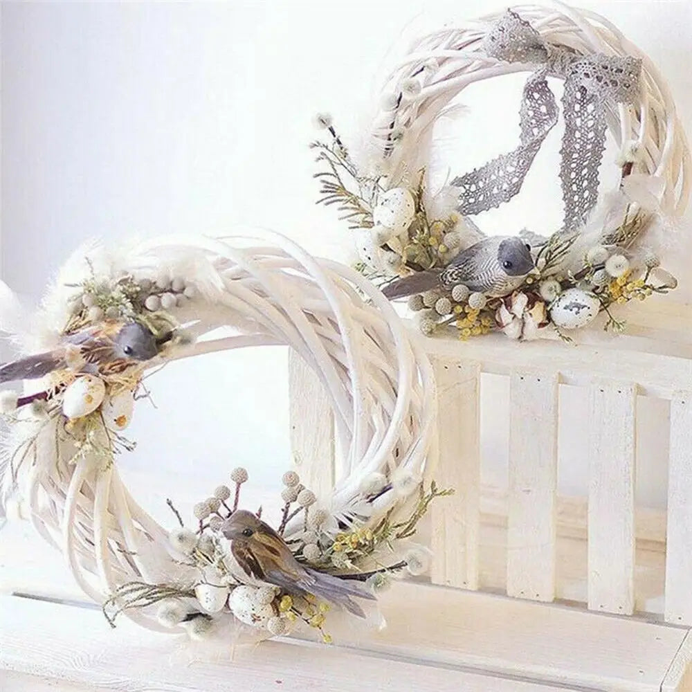 White Wonder | Handcrafted Rattan Wreath for Christmas Door Decor 3
