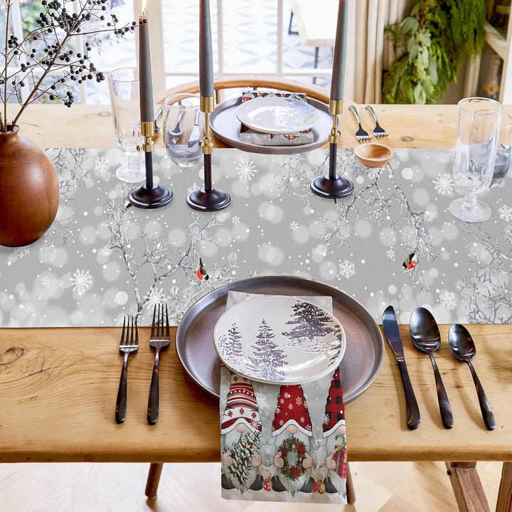 Winter Gnome | Luxury Table Runner with Snowflake Pattern 2
