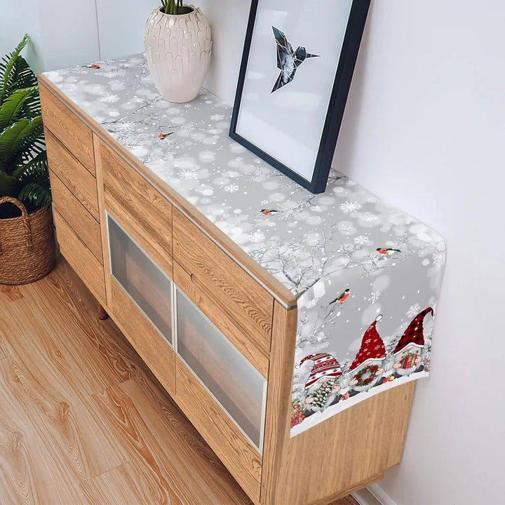 Winter Gnome | Luxury Table Runner with Snowflake Pattern 4