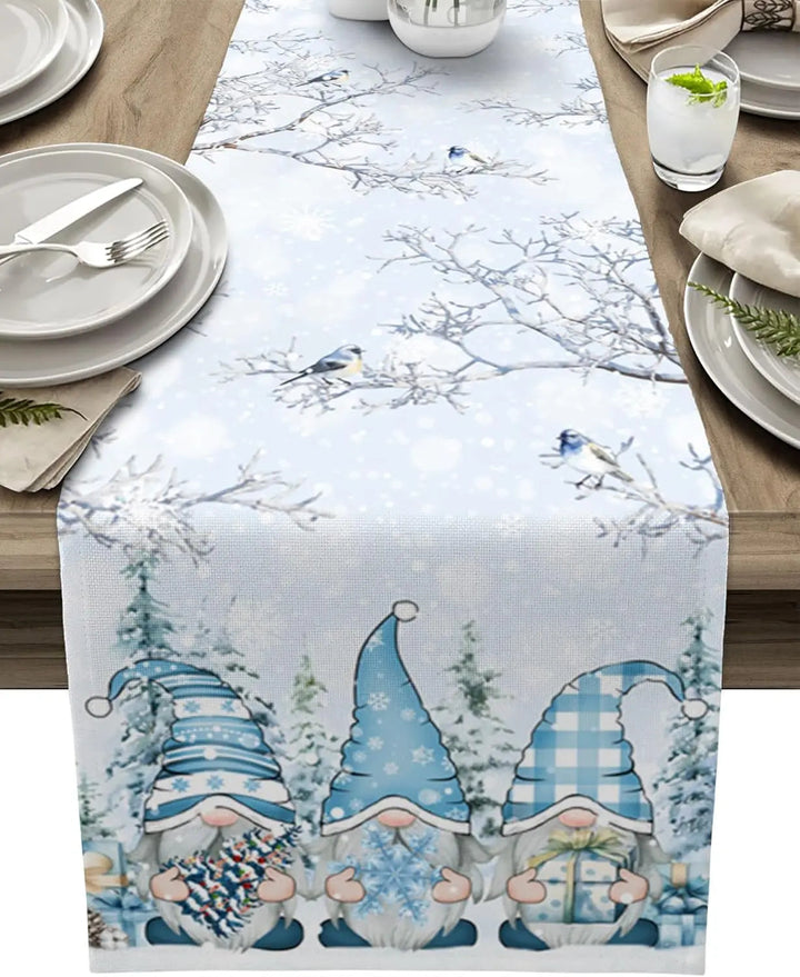 Winter Gnome | Luxury Table Runner with Snowflake Pattern 6