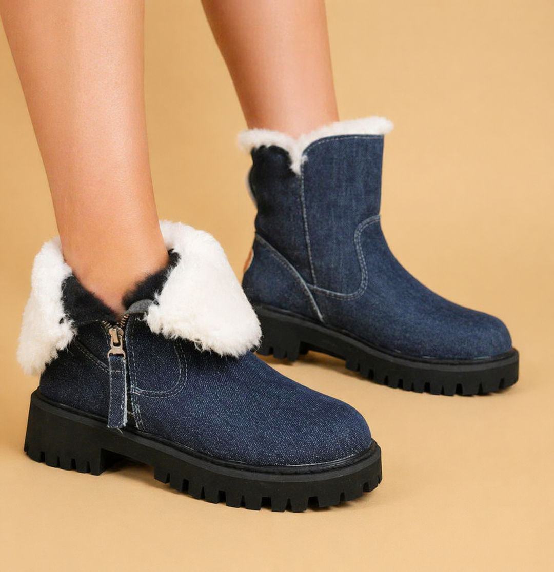Bottes d'hiver en velours douillet pour femmes – élégantes et chaudes