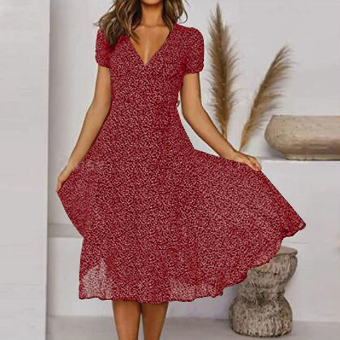 Women's A-Line Summer Dress with V-Neck - Elegant Cocktail Dress for Spring and Summer Events 1
