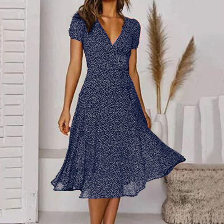 Women's A-Line Summer Dress with V-Neck - Elegant Cocktail Dress for Spring and Summer Events 2