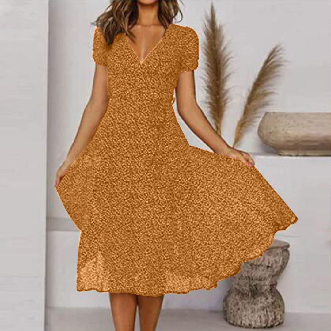 Women's A-Line Summer Dress with V-Neck - Elegant Cocktail Dress for Spring and Summer Events 4