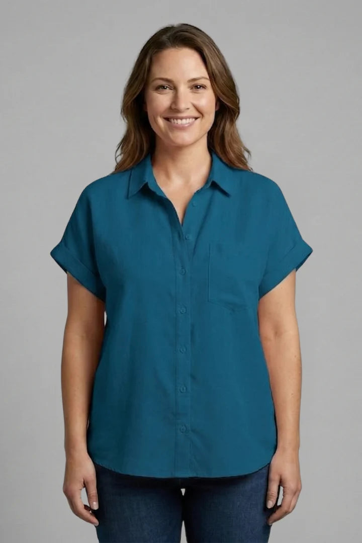 Women’s Blouse with Button Fastening and Short Sleeves 11