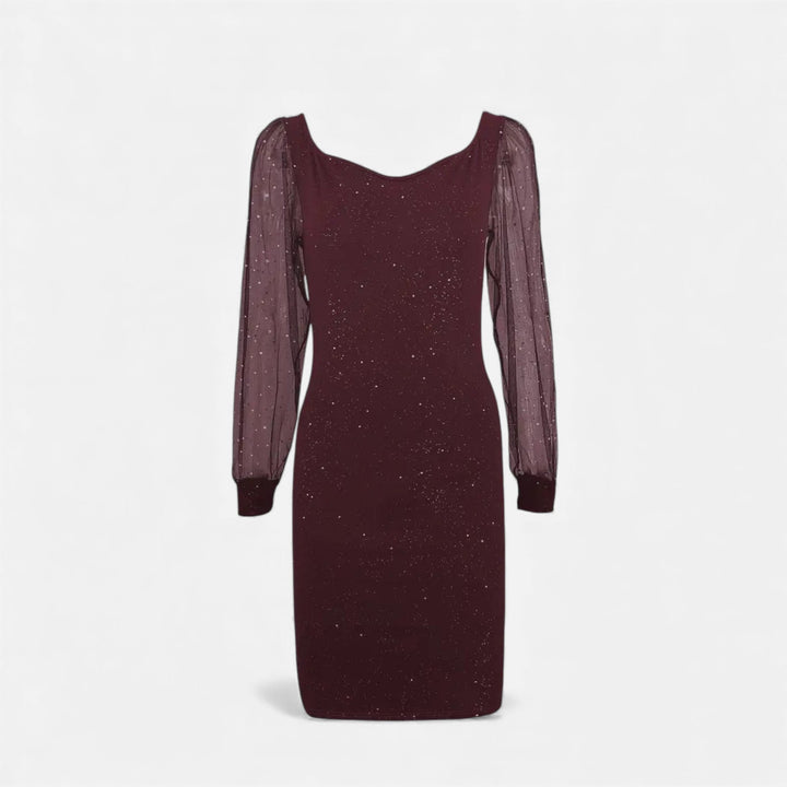 Women's Bodycon Dress with V-Neck and Sequin Trim | New Year 6