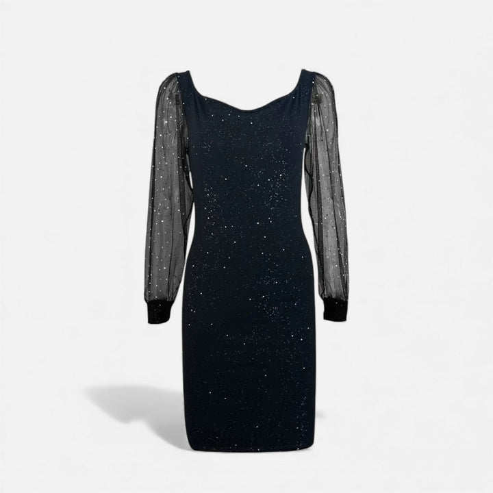 Women's Bodycon Dress with V-Neck and Sequin Trim | New Year 9