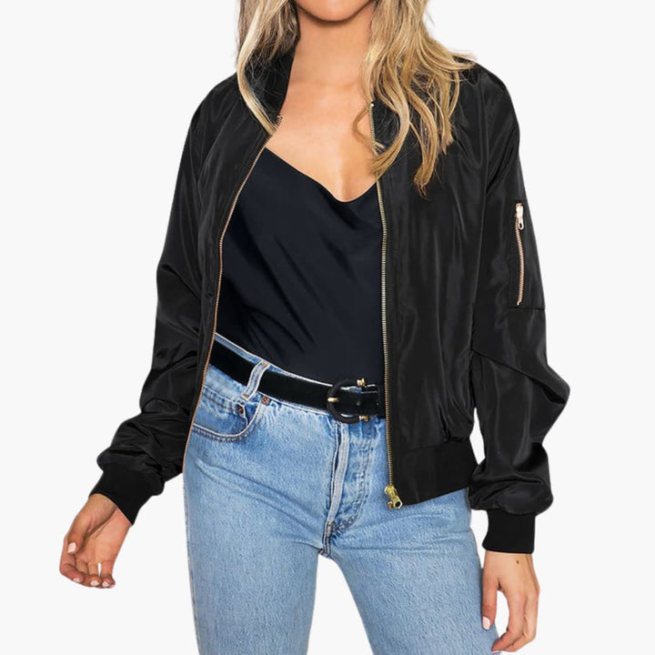 Women's Bomber Jacket with Functional Pockets and Zip Closure - Stylish Women's Coats for Versatile Outfits 0