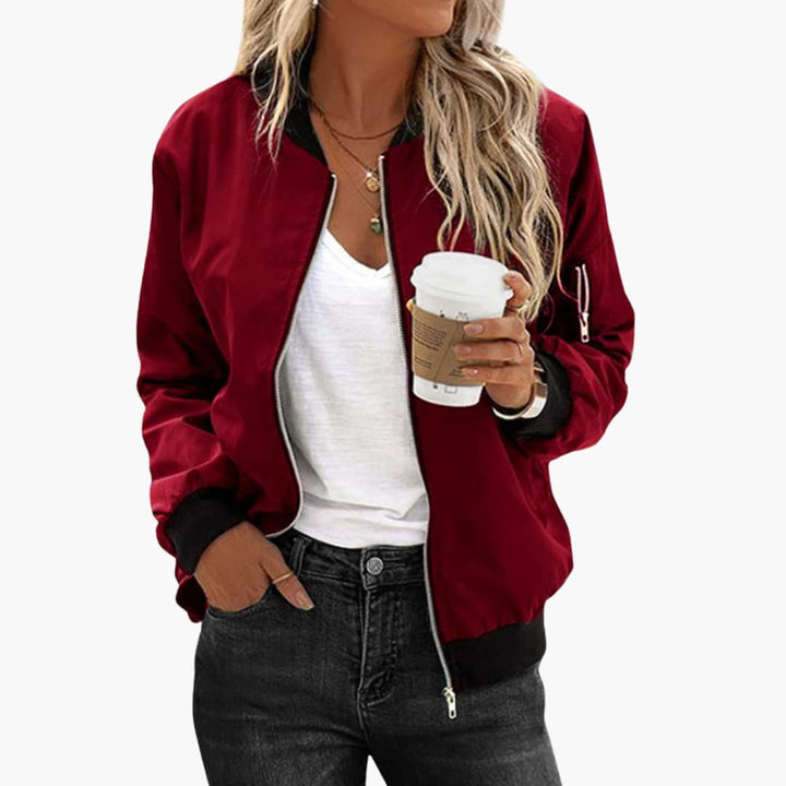 Women's Bomber Jacket with Functional Pockets and Zip Closure - Stylish Women's Coats for Versatile Outfits 1