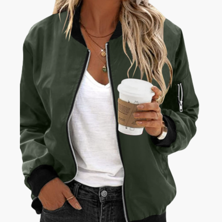 Women's Bomber Jacket with Functional Pockets and Zip Closure - Stylish Women's Coats for Versatile Outfits 10