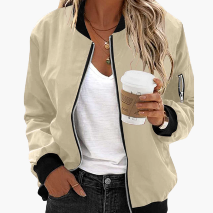 Women's Bomber Jacket with Functional Pockets and Zip Closure - Stylish Women's Coats for Versatile Outfits 13