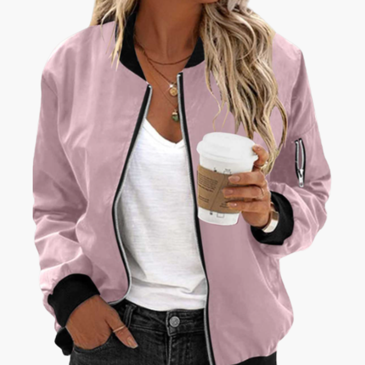 Women's Bomber Jacket with Functional Pockets and Zip Closure - Stylish Women's Coats for Versatile Outfits 2