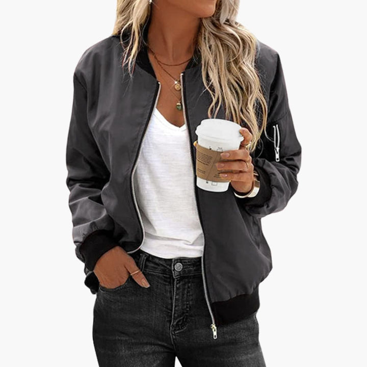 Women's Bomber Jacket with Functional Pockets and Zip Closure - Stylish Women's Coats for Versatile Outfits 3