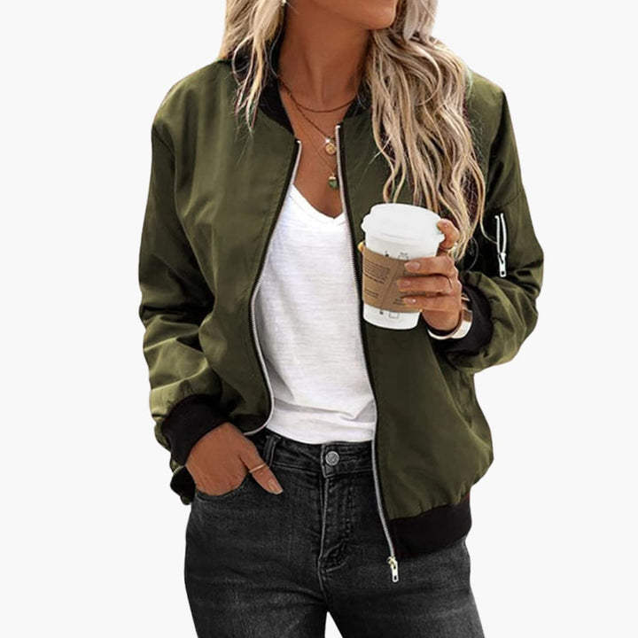 Women's Bomber Jacket with Functional Pockets and Zip Closure - Stylish Women's Coats for Versatile Outfits 4