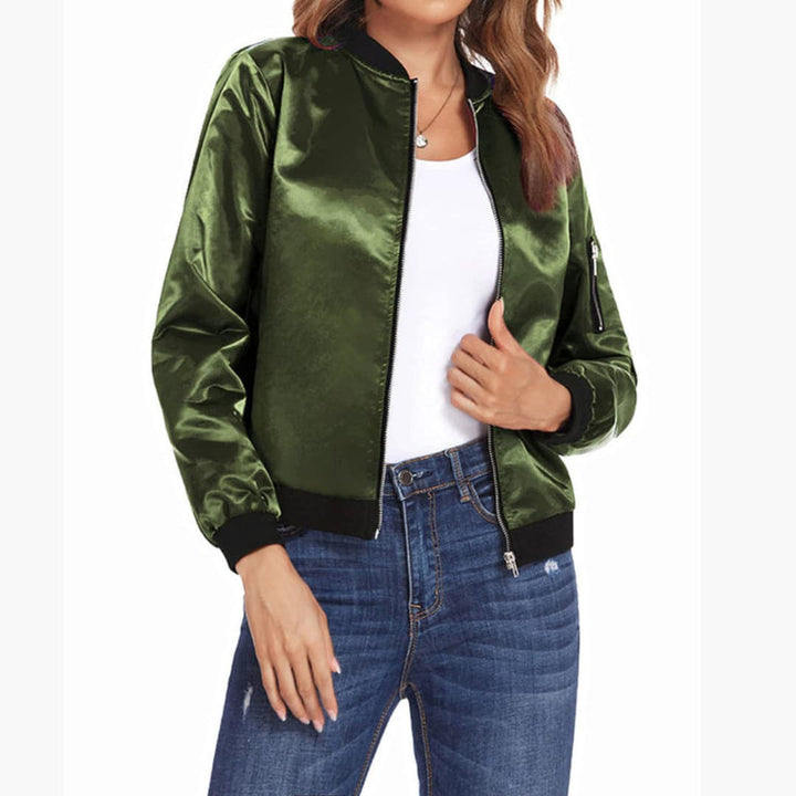 Women's Bomber Jacket with Functional Pockets and Zip Closure - Stylish Women's Coats for Versatile Outfits 5