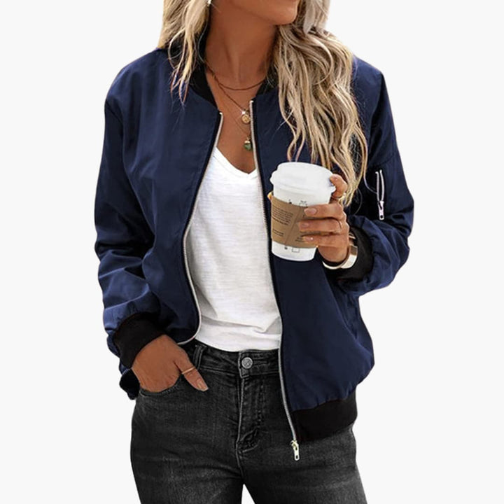 Women's Bomber Jacket with Functional Pockets and Zip Closure - Stylish Women's Coats for Versatile Outfits 6